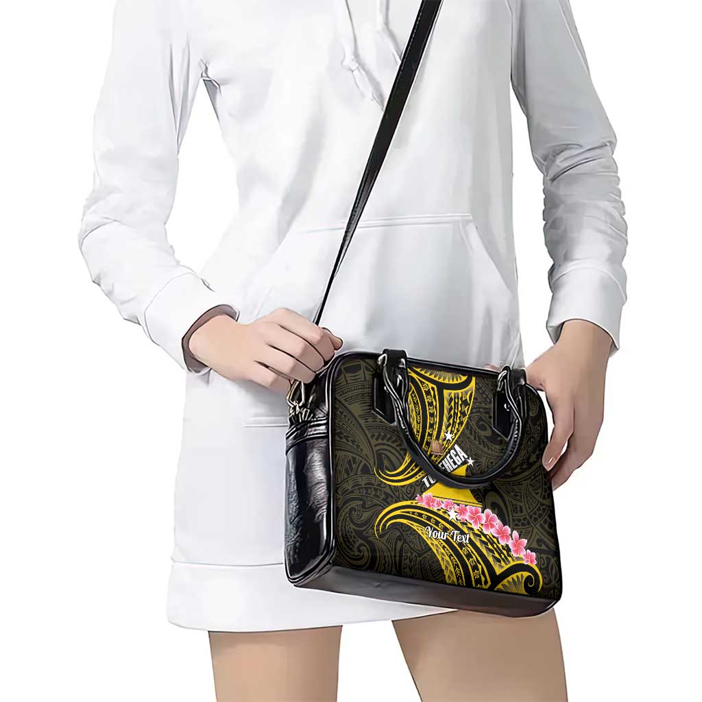 Personalised Tokelau Tokehega Day Shoulder Handbag Tokelauan Tatau Black Color - Polynesian Pride