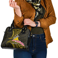 Personalised Tokelau Tokehega Day Shoulder Handbag Tokelauan Tatau Black Color - Polynesian Pride