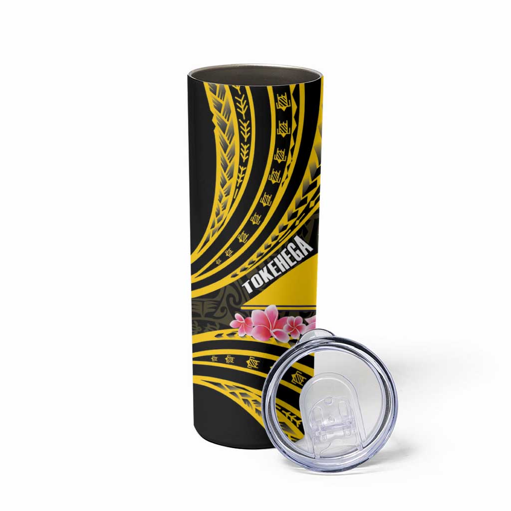 Personalised Tokelau Tokehega Day Skinny Tumbler Tokelauan Tatau Black Color LT14 - Polynesian Pride
