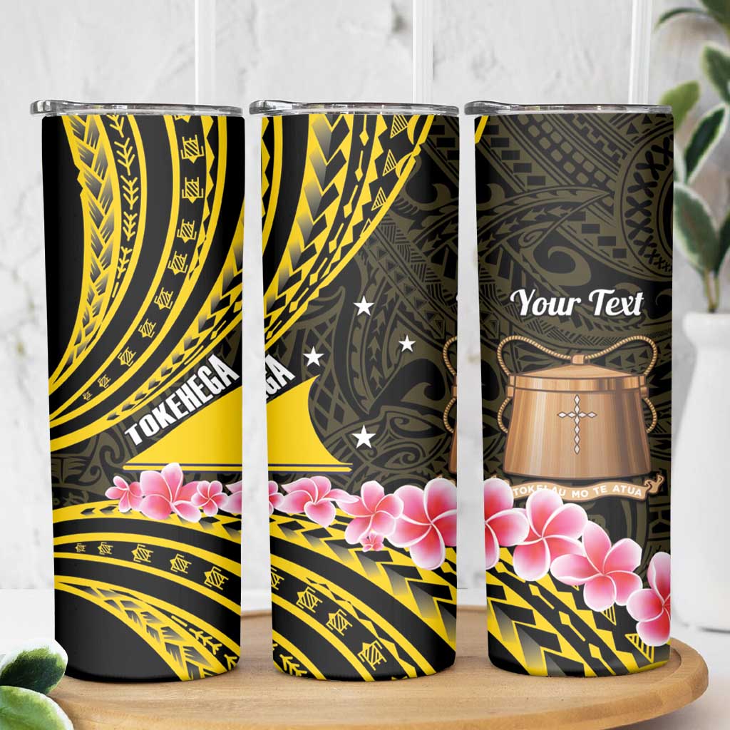 Personalised Tokelau Tokehega Day Skinny Tumbler Tokelauan Tatau Black Color LT14 - Polynesian Pride
