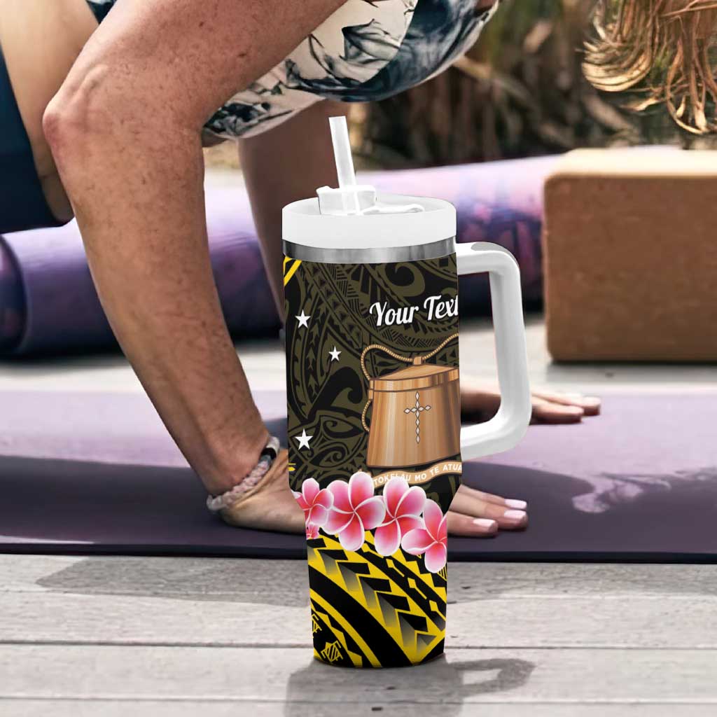 Personalised Tokelau Tokehega Day Tumbler With Handle Tokelauan Tatau Black Color - Polynesian Pride