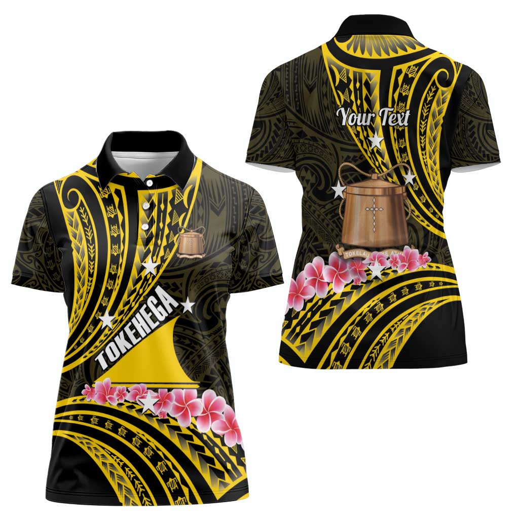 Personalised Tokelau Tokehega Day Women Polo Shirt Tokelauan Tatau Black Color LT14 - Polynesian Pride