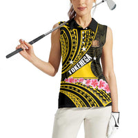 Personalised Tokelau Tokehega Day Women Sleeveless Polo Shirt Tokelauan Tatau Black Color LT14 - Polynesian Pride
