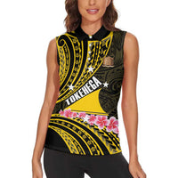 Personalised Tokelau Tokehega Day Women Sleeveless Polo Shirt Tokelauan Tatau Black Color LT14 - Polynesian Pride