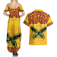 Personalised Tufi Tapa and Tattoo Festival Couples Matching Summer Maxi Dress and Hawaiian Shirt PNG Oro Butterfly Tapa Pattern LT14 - Polynesian Pride