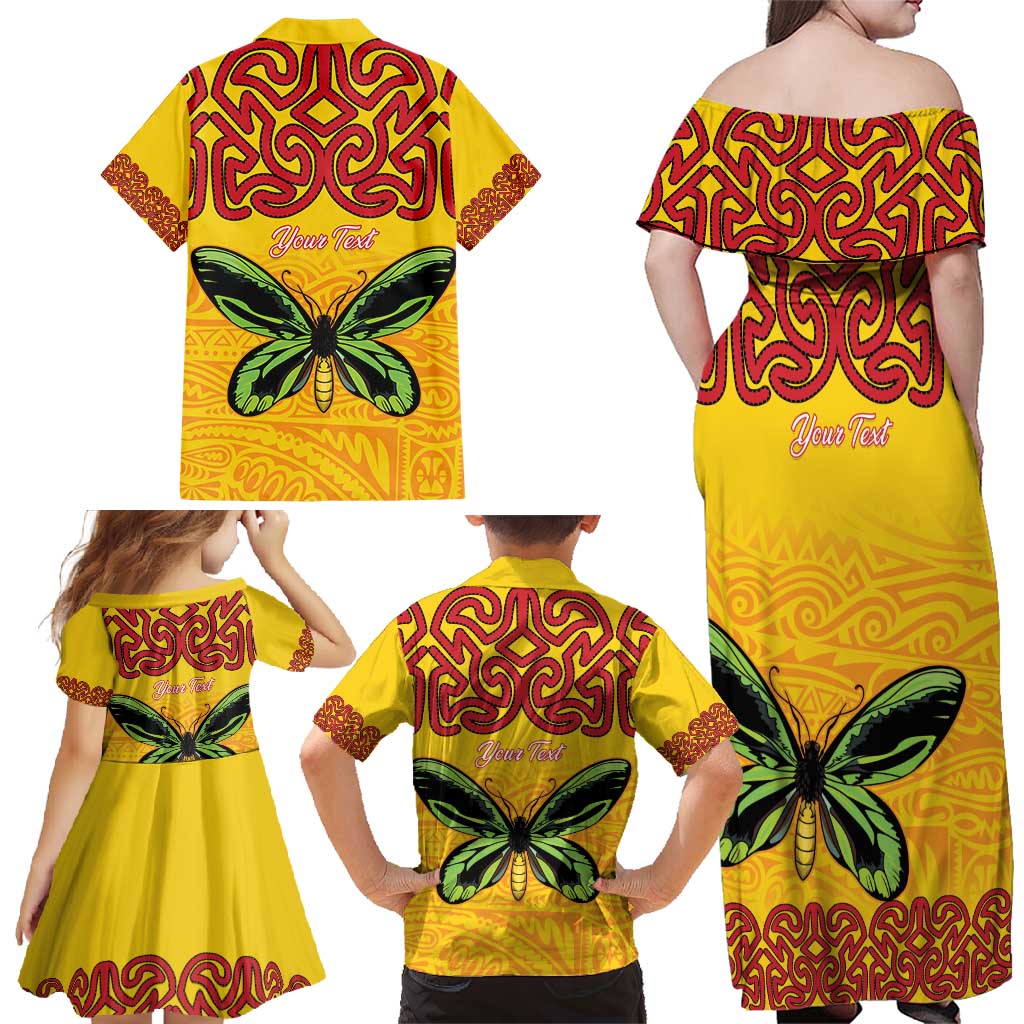 Personalised Tufi Tapa and Tattoo Festival Family Matching Off Shoulder Maxi Dress and Hawaiian Shirt PNG Oro Butterfly Tapa Pattern LT14 - Polynesian Pride