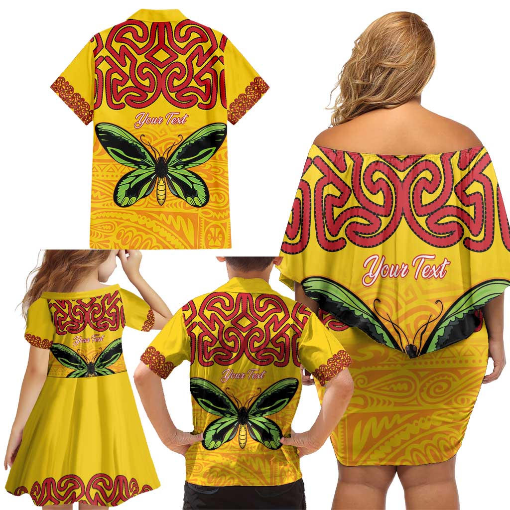 Personalised Tufi Tapa and Tattoo Festival Family Matching Off Shoulder Short Dress and Hawaiian Shirt PNG Oro Butterfly Tapa Pattern LT14 - Polynesian Pride