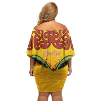 Personalised Tufi Tapa and Tattoo Festival Family Matching Off Shoulder Short Dress and Hawaiian Shirt PNG Oro Butterfly Tapa Pattern LT14 - Polynesian Pride