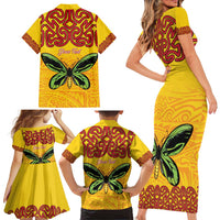Personalised Tufi Tapa and Tattoo Festival Family Matching Short Sleeve Bodycon Dress and Hawaiian Shirt PNG Oro Butterfly Tapa Pattern LT14 - Polynesian Pride