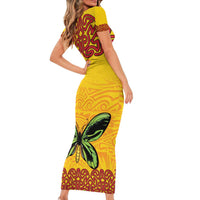 Personalised Tufi Tapa and Tattoo Festival Family Matching Short Sleeve Bodycon Dress and Hawaiian Shirt PNG Oro Butterfly Tapa Pattern LT14 - Polynesian Pride