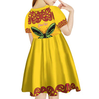 Personalised Tufi Tapa and Tattoo Festival Kid Short Sleeve Dress PNG Oro Butterfly Tapa Pattern LT14 - Polynesian Pride