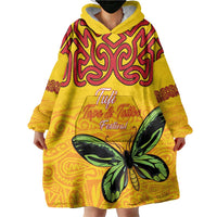 Personalised Tufi Tapa and Tattoo Festival Wearable Blanket Hoodie PNG Oro Butterfly Tapa Pattern LT14 - Polynesian Pride