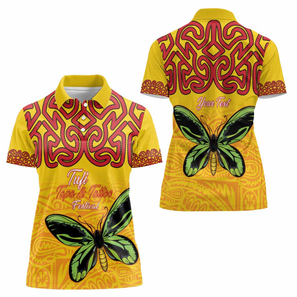Personalised Tufi Tapa and Tattoo Festival Women Polo Shirt PNG Oro Butterfly Tapa Pattern LT14 - Polynesian Pride