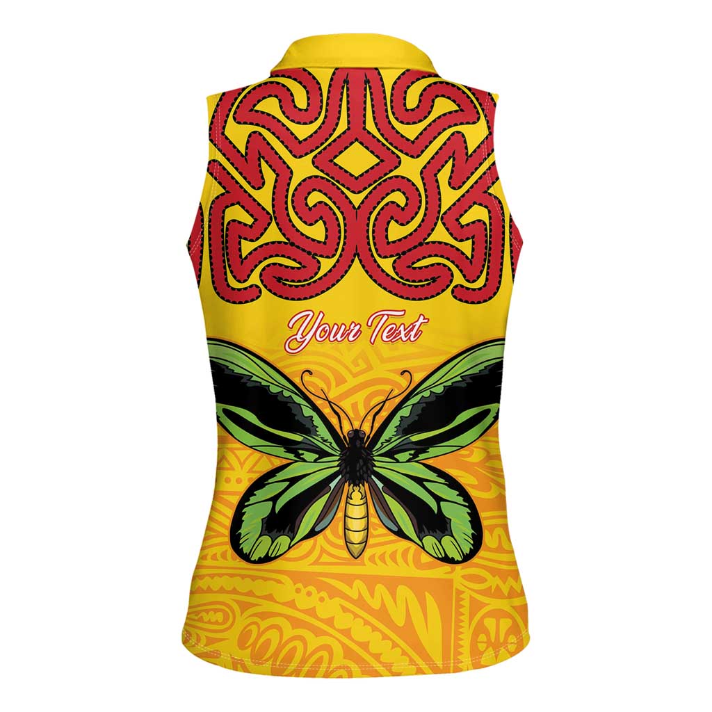 Personalised Tufi Tapa and Tattoo Festival Women Sleeveless Polo Shirt PNG Oro Butterfly Tapa Pattern LT14 - Polynesian Pride