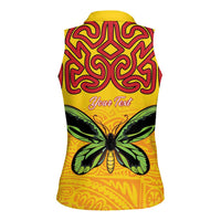 Personalised Tufi Tapa and Tattoo Festival Women Sleeveless Polo Shirt PNG Oro Butterfly Tapa Pattern LT14 - Polynesian Pride