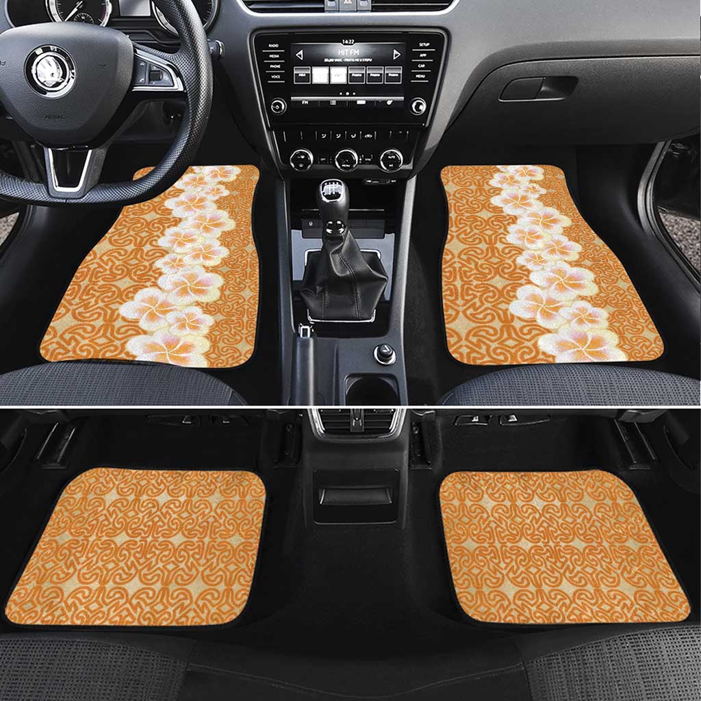 Personalised Tufi Tapa and Tattoo Festival Car Mats Oro Tapa Cloth With Plumeria - Polynesian Pride