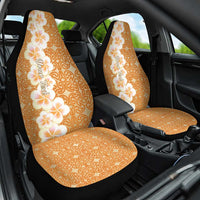 Personalised Tufi Tapa and Tattoo Festival Car Seat Cover Oro Tapa Cloth With Plumeria LT14 One Size Brown - Polynesian Pride