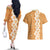 Personalised Tufi Tapa and Tattoo Festival Couples Matching Off The Shoulder Long Sleeve Dress and Hawaiian Shirt Oro Tapa Cloth With Plumeria - Polynesian Pride