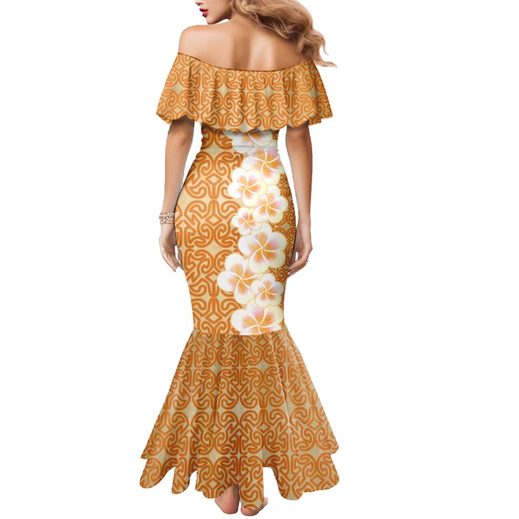 Personalised Tufi Tapa and Tattoo Festival Family Matching Mermaid Dress and Hawaiian Shirt Oro Tapa Cloth With Plumeria LT14 - Polynesian Pride