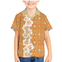 Personalised Tufi Tapa and Tattoo Festival Family Matching Mermaid Dress and Hawaiian Shirt Oro Tapa Cloth With Plumeria LT14 Son's Shirt Brown - Polynesian Pride