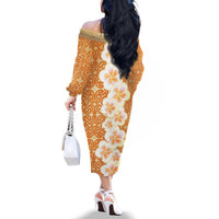 Personalised Tufi Tapa and Tattoo Festival Family Matching Off The Shoulder Long Sleeve Dress and Hawaiian Shirt Oro Tapa Cloth With Plumeria LT14 - Polynesian Pride