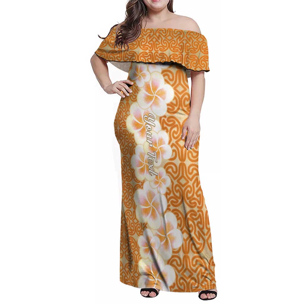 Personalised Tufi Tapa and Tattoo Festival Family Matching Off Shoulder Maxi Dress and Hawaiian Shirt Oro Tapa Cloth With Plumeria LT14 Mom's Dress Brown - Polynesian Pride
