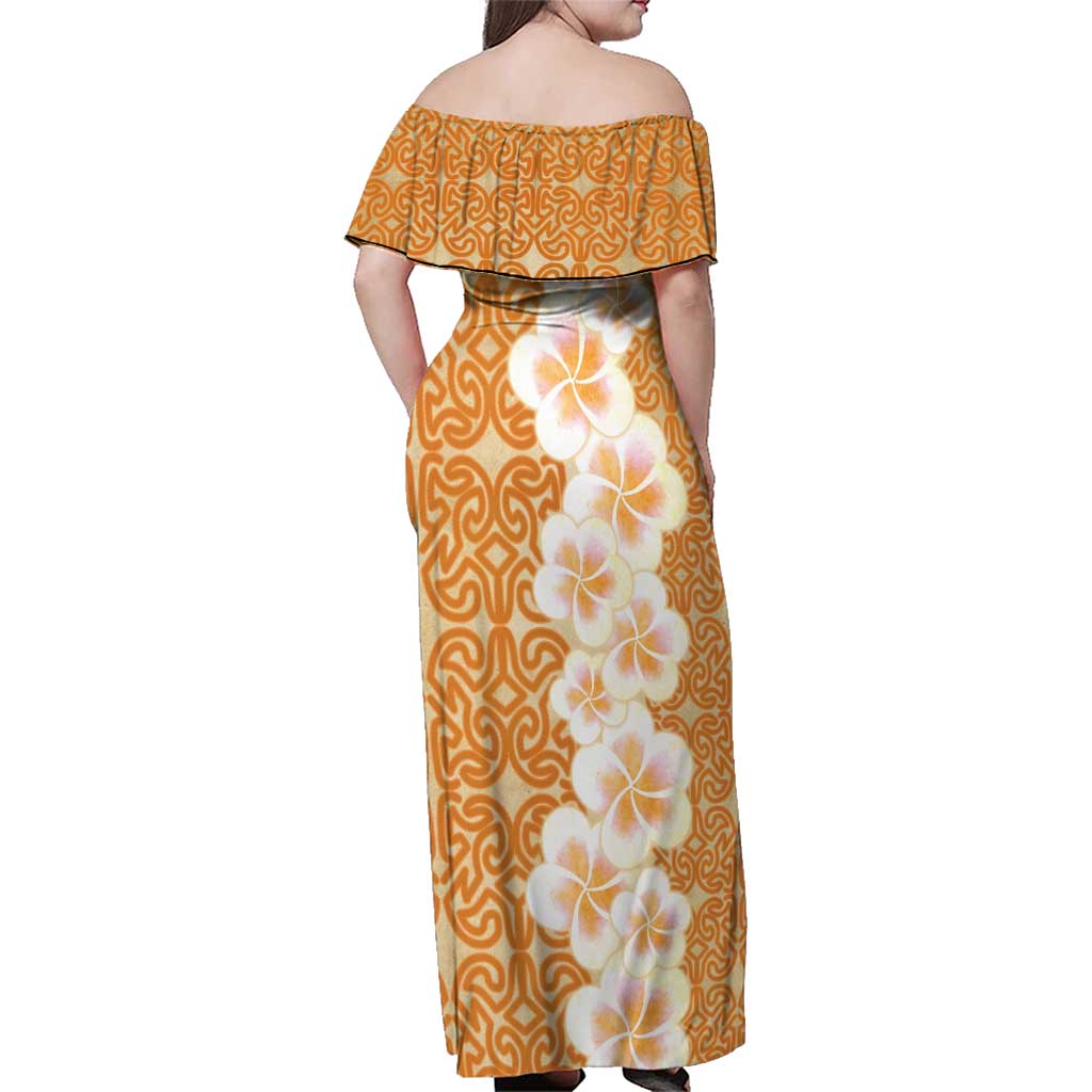 Personalised Tufi Tapa and Tattoo Festival Family Matching Off Shoulder Maxi Dress and Hawaiian Shirt Oro Tapa Cloth With Plumeria LT14 - Polynesian Pride