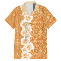 Personalised Tufi Tapa and Tattoo Festival Family Matching Off Shoulder Short Dress and Hawaiian Shirt Oro Tapa Cloth With Plumeria LT14 Dad's Shirt - Short Sleeve Brown - Polynesian Pride