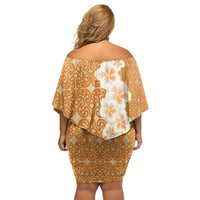 Personalised Tufi Tapa and Tattoo Festival Family Matching Off Shoulder Short Dress and Hawaiian Shirt Oro Tapa Cloth With Plumeria LT14 - Polynesian Pride