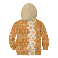 Personalised Tufi Tapa and Tattoo Festival Kid Hoodie Oro Tapa Cloth With Plumeria LT14 - Polynesian Pride