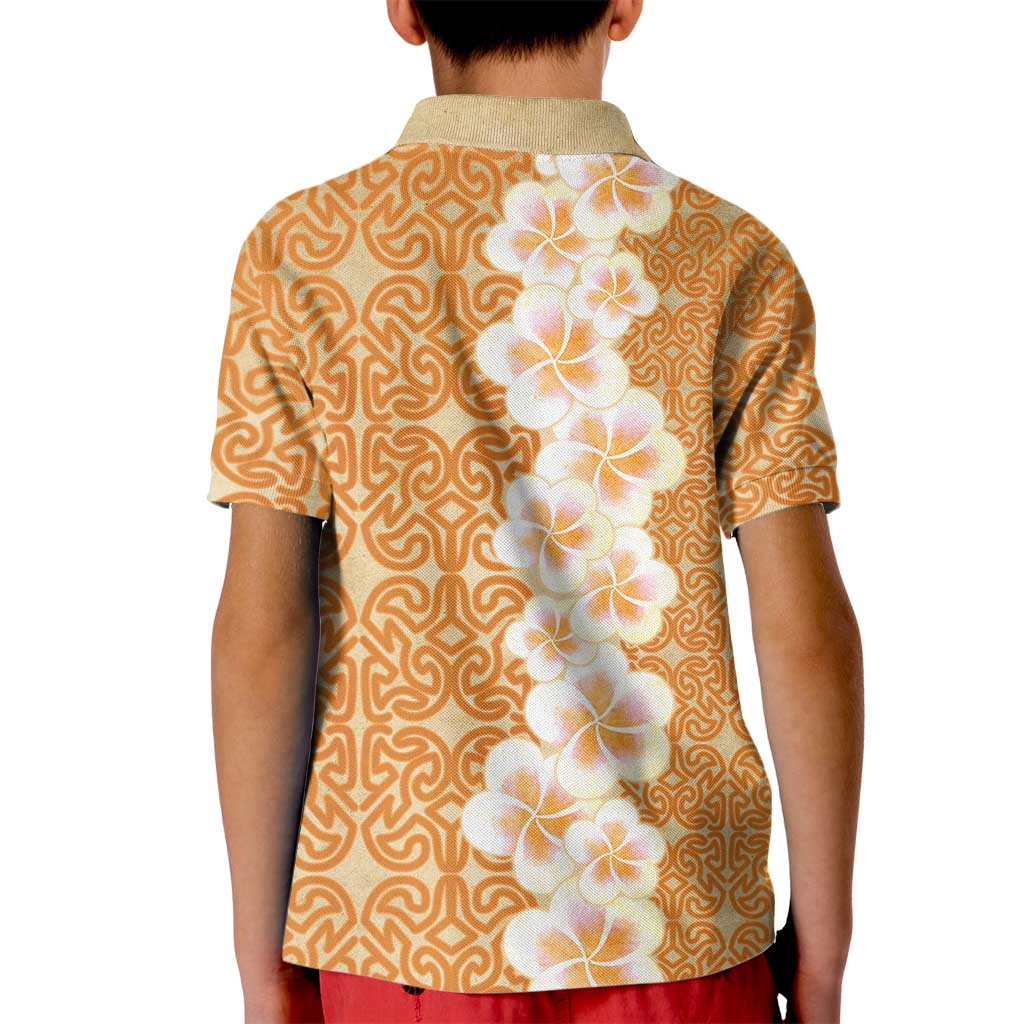 Personalised Tufi Tapa and Tattoo Festival Kid Polo Shirt Oro Tapa Cloth With Plumeria LT14 - Polynesian Pride