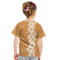 Personalised Tufi Tapa and Tattoo Festival Kid T Shirt Oro Tapa Cloth With Plumeria LT14 - Polynesian Pride