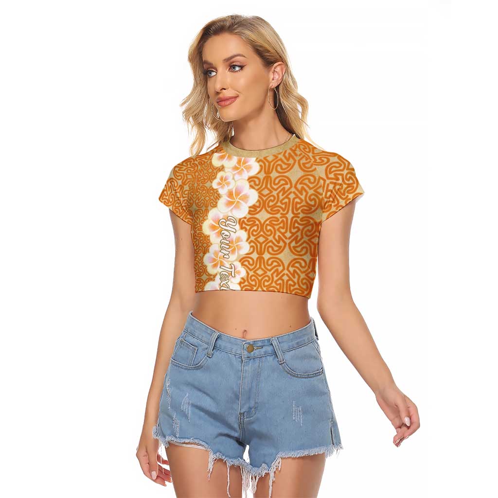 Personalised Tufi Tapa and Tattoo Festival Raglan Cropped T Shirt Oro Tapa Cloth With Plumeria - Polynesian Pride