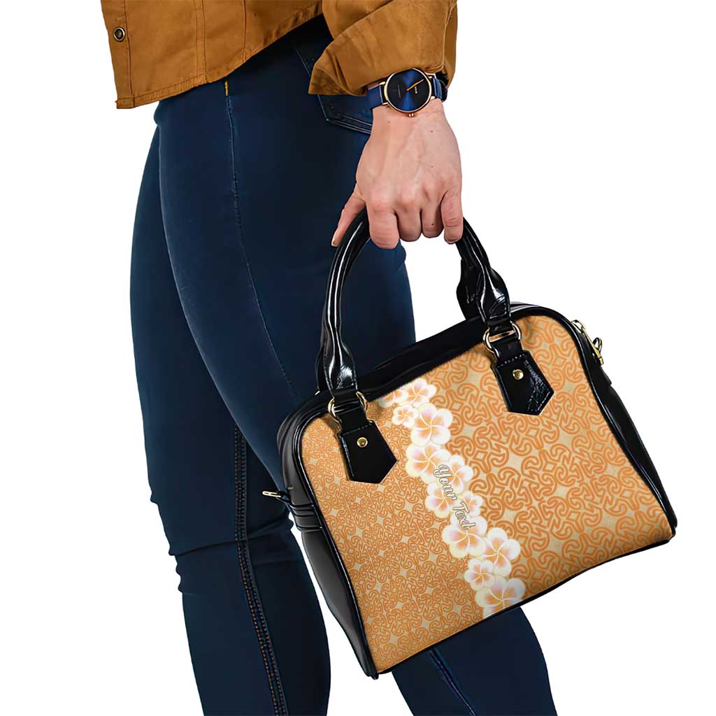 Personalised Tufi Tapa and Tattoo Festival Shoulder Handbag Oro Tapa Cloth With Plumeria - Polynesian Pride