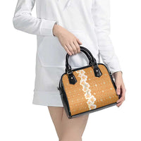 Personalised Tufi Tapa and Tattoo Festival Shoulder Handbag Oro Tapa Cloth With Plumeria - Polynesian Pride