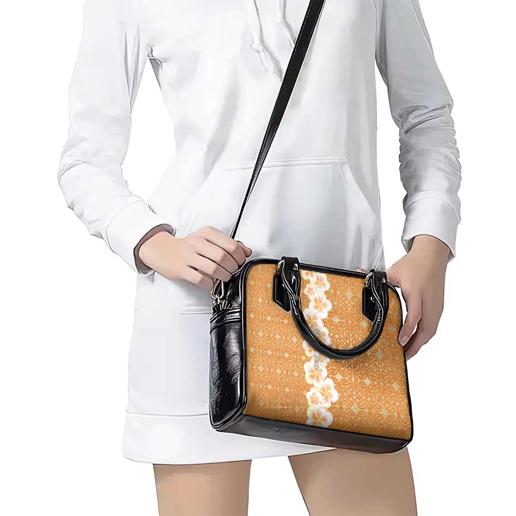 Personalised Tufi Tapa and Tattoo Festival Shoulder Handbag Oro Tapa Cloth With Plumeria - Polynesian Pride