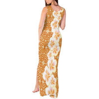 Personalised Tufi Tapa and Tattoo Festival Tank Maxi Dress Oro Tapa Cloth With Plumeria LT14 - Polynesian Pride