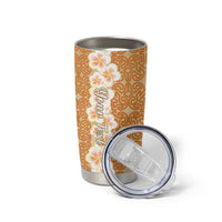 Personalised Tufi Tapa and Tattoo Festival Tumbler Cup Oro Tapa Cloth With Plumeria LT14 - Polynesian Pride