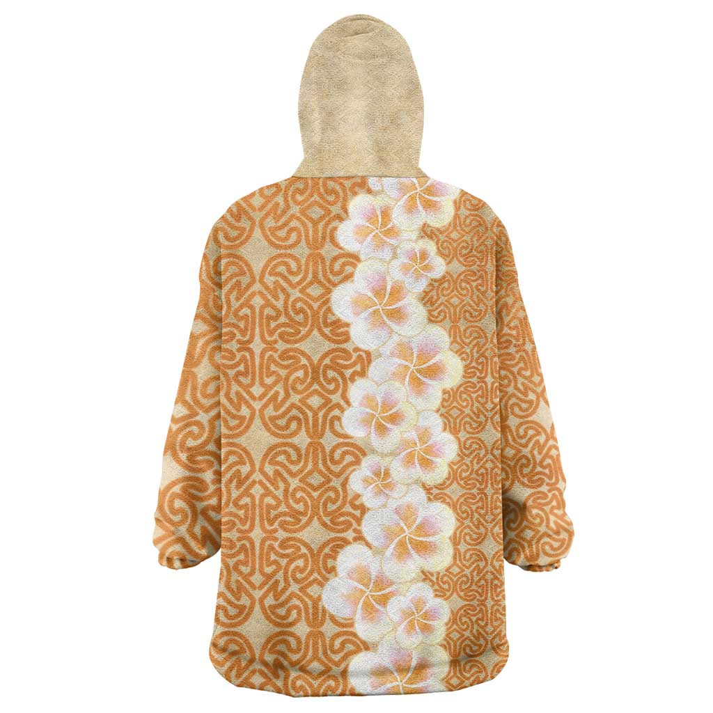 Personalised Tufi Tapa and Tattoo Festival Wearable Blanket Hoodie Oro Tapa Cloth With Plumeria LT14 - Polynesian Pride