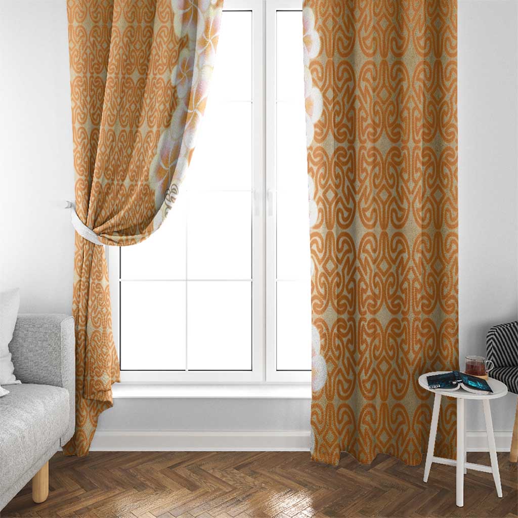 Personalised Tufi Tapa and Tattoo Festival Window Curtain Oro Tapa Cloth With Plumeria - Polynesian Pride