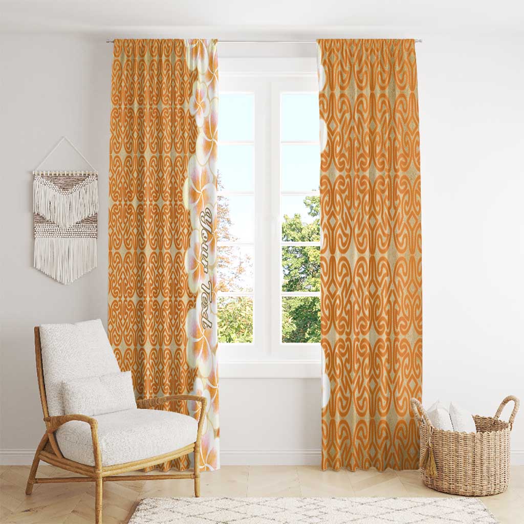 Personalised Tufi Tapa and Tattoo Festival Window Curtain Oro Tapa Cloth With Plumeria - Polynesian Pride