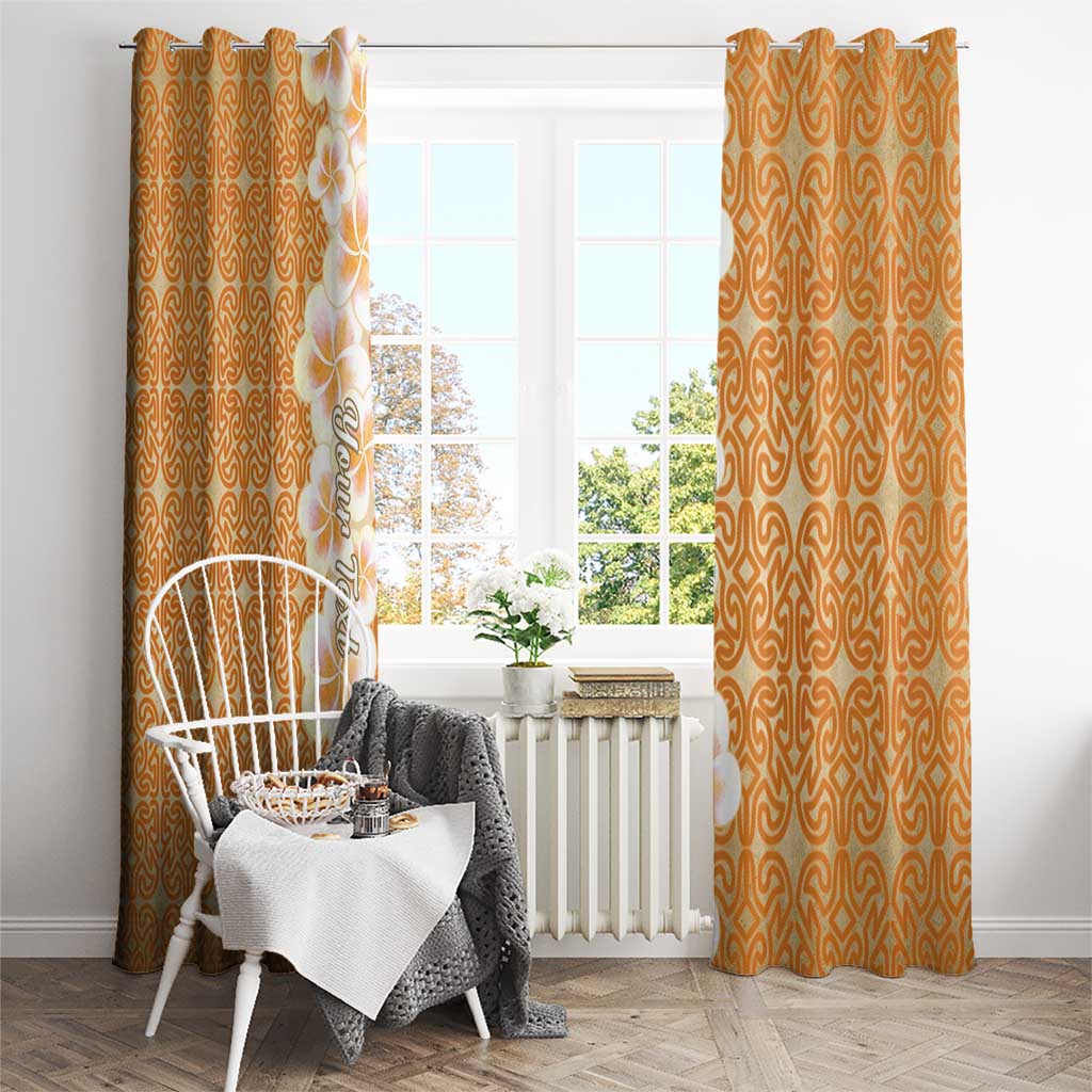 Personalised Tufi Tapa and Tattoo Festival Window Curtain Oro Tapa Cloth With Plumeria - Polynesian Pride