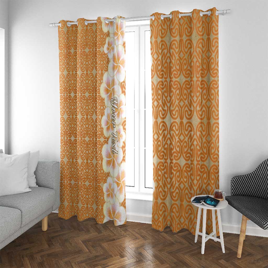 Personalised Tufi Tapa and Tattoo Festival Window Curtain Oro Tapa Cloth With Plumeria - Polynesian Pride