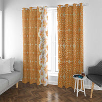 Personalised Tufi Tapa and Tattoo Festival Window Curtain Oro Tapa Cloth With Plumeria - Polynesian Pride