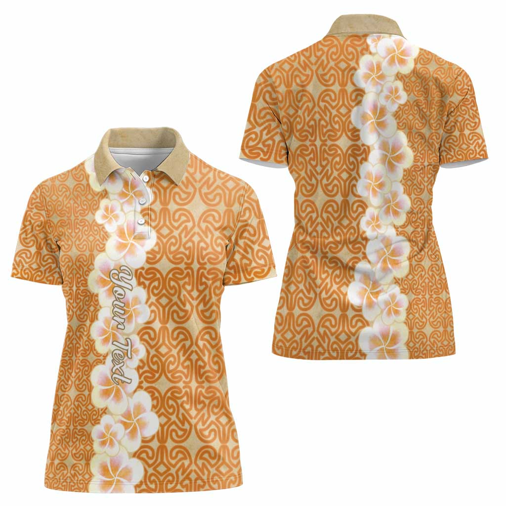 Personalised Tufi Tapa and Tattoo Festival Women Polo Shirt Oro Tapa Cloth With Plumeria LT14 - Polynesian Pride