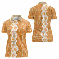 Personalised Tufi Tapa and Tattoo Festival Women Polo Shirt Oro Tapa Cloth With Plumeria LT14 - Polynesian Pride