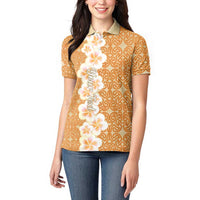 Personalised Tufi Tapa and Tattoo Festival Women Polo Shirt Oro Tapa Cloth With Plumeria LT14 - Polynesian Pride