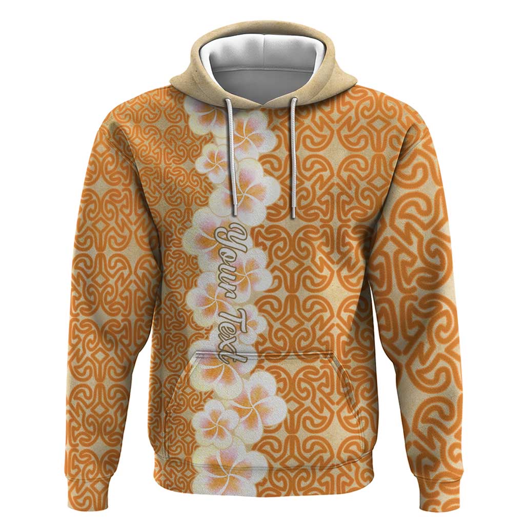 Personalised Tufi Tapa and Tattoo Festival Zip Hoodie Oro Tapa Cloth With Plumeria LT14 Pullover Hoodie Brown - Polynesian Pride