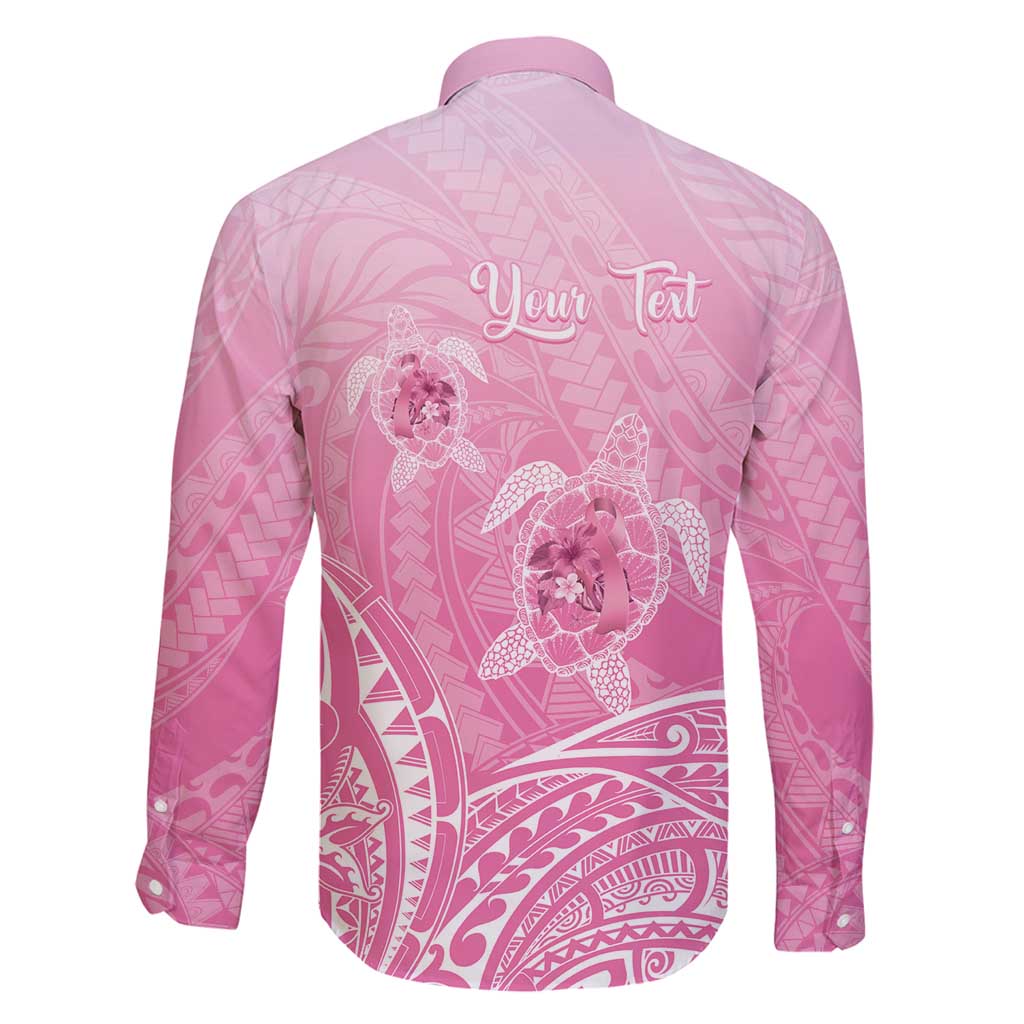 Personalised Polynesia Breast Cancer Awareness Family Matching Long Sleeve Bodycon Dress and Hawaiian Shirt No One Fights Alone Turtle Ribbon - Pink Version LT14 - Polynesian Pride