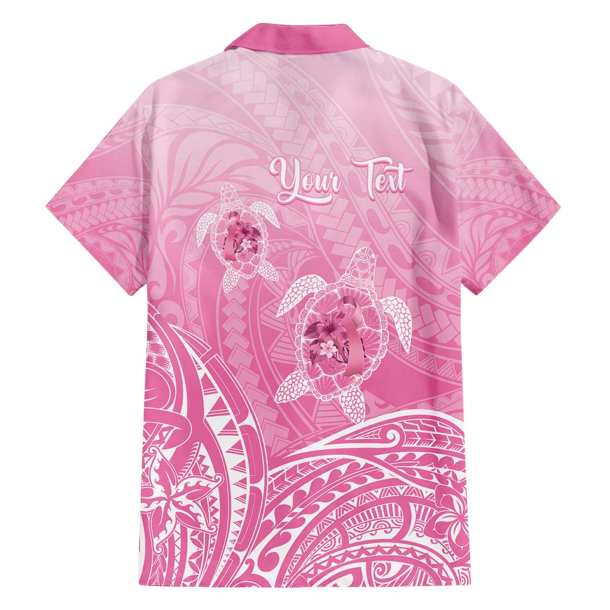 Personalised Polynesia Breast Cancer Awareness Family Matching Off The Shoulder Long Sleeve Dress and Hawaiian Shirt No One Fights Alone Turtle Ribbon - Pink Version LT14 - Polynesian Pride